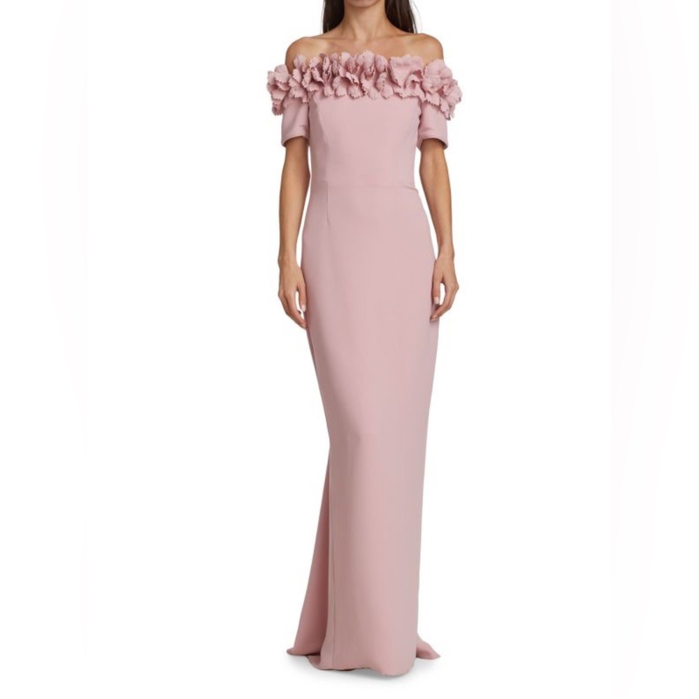 Catherine Regehr Floral-Appliqué Crepe Gown